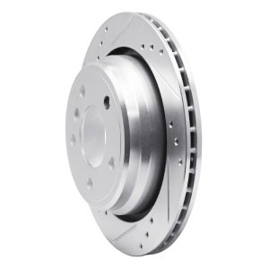 BMW 530I Brake Rotor (1) - Rear Left - R1 Concepts - Drilled & Slotted - Silver - `96-`03